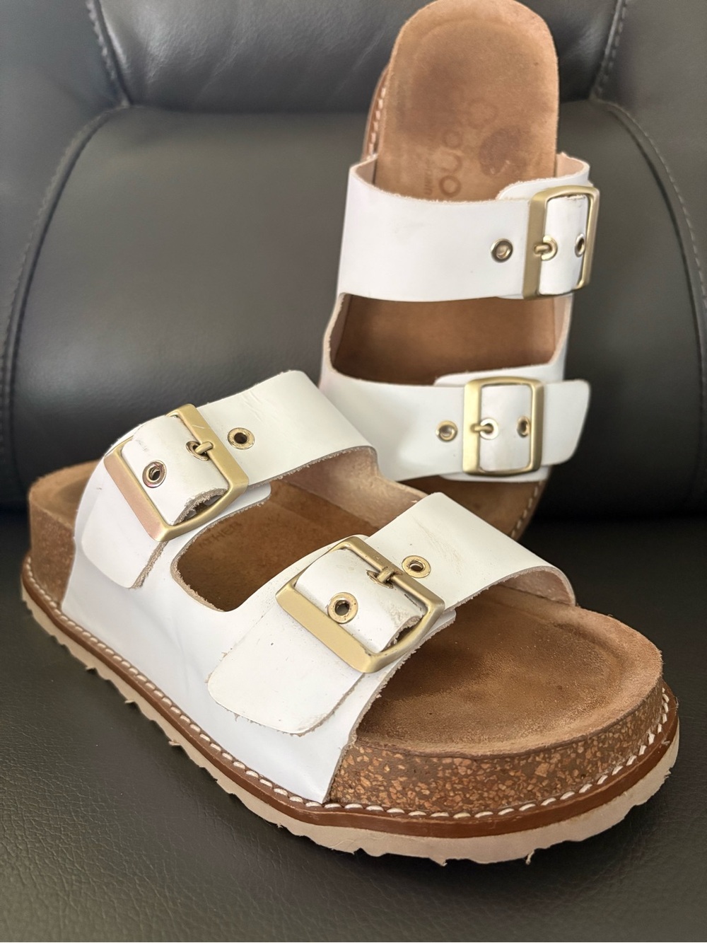 YOKONO PLATFORM SANDAL WIWI-003 WHITE - Leather and cork.